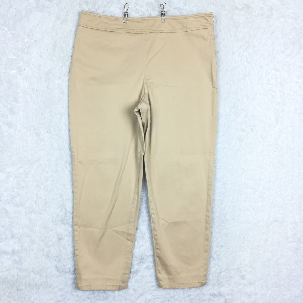 Pendleton Womens Pants Cropped Beige Khaki Straight Leg High Rise Stretch 12